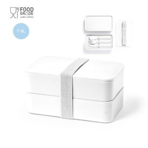 Porta comida promocional doble de 1.4 L, fabricada en PP libre de BPA COD. 1740