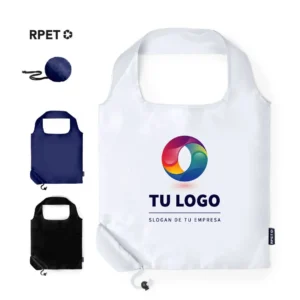 Bolsa plegable promocional en RPET cordón ajustable resiste hasta 7 kilos color blanco especial para sublimación