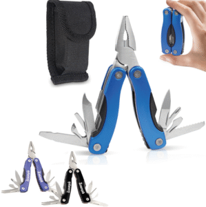 Alicate multifuncional personalizado plegable y metálico con estuche negro