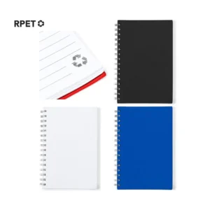 Libreta promocional en Poliéster 300D RPET con hojas 100% recicladas