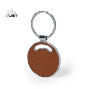 Llaveros metálicos cuero reciclado circular proveedor Guecam