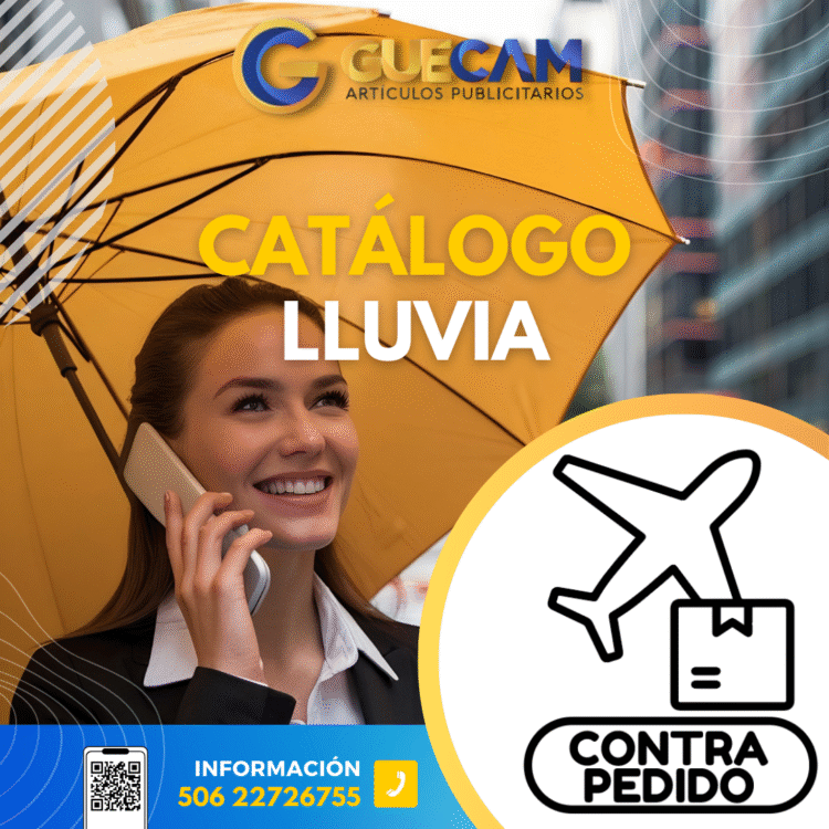 Catálogo de promocionales para temporada de lluvia, pedidos por avión