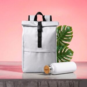 Mochila roll-top minimalista para empresas Costa Rica Estilo urbano B2B Guecam proveedor de artículos promocionales