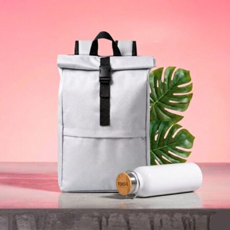 Mochila roll-top minimalista para empresas Costa Rica Estilo urbano B2B Guecam proveedor de artículos promocionales