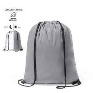 Salveque promocional reflectivo con cuerdas de autocierre en poliéster 210T resiste 7 kg