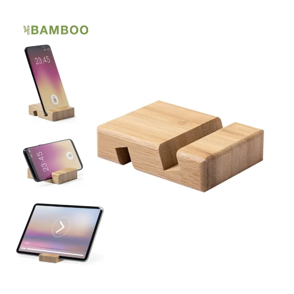 Soportes para celular o tablets en bambú personalizados al por mayor Costa Rica
