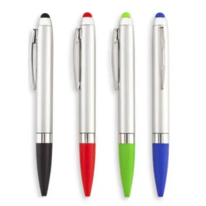 Lapiceros promocionales stylus cuerpo plata goma y punta de color