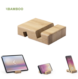 Soporte para dispositivos móviles en bambú, regalos publicitarios sostenibles para oficina y escritorio