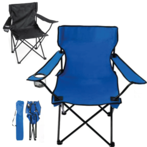 Silla promocional plegable con resistente cuerpo de metal tubular y poliéster 600D
