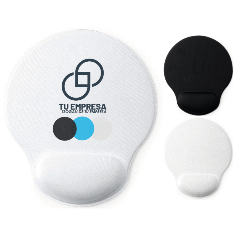 Mouse Pad promocional con reposa muñecas acolchado para prevenir el estrés y el dolor en las articulaciones.
