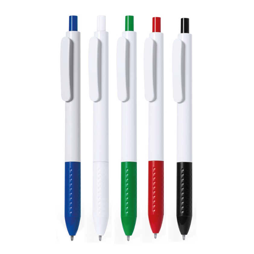 Lapiceros personalizados al por mayor material plástico blanco clip y empuñadura a color