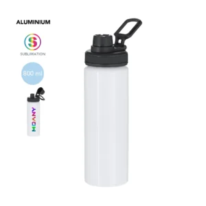 Botella aluminio blanca para sublimar de 800 ml libre de BPA