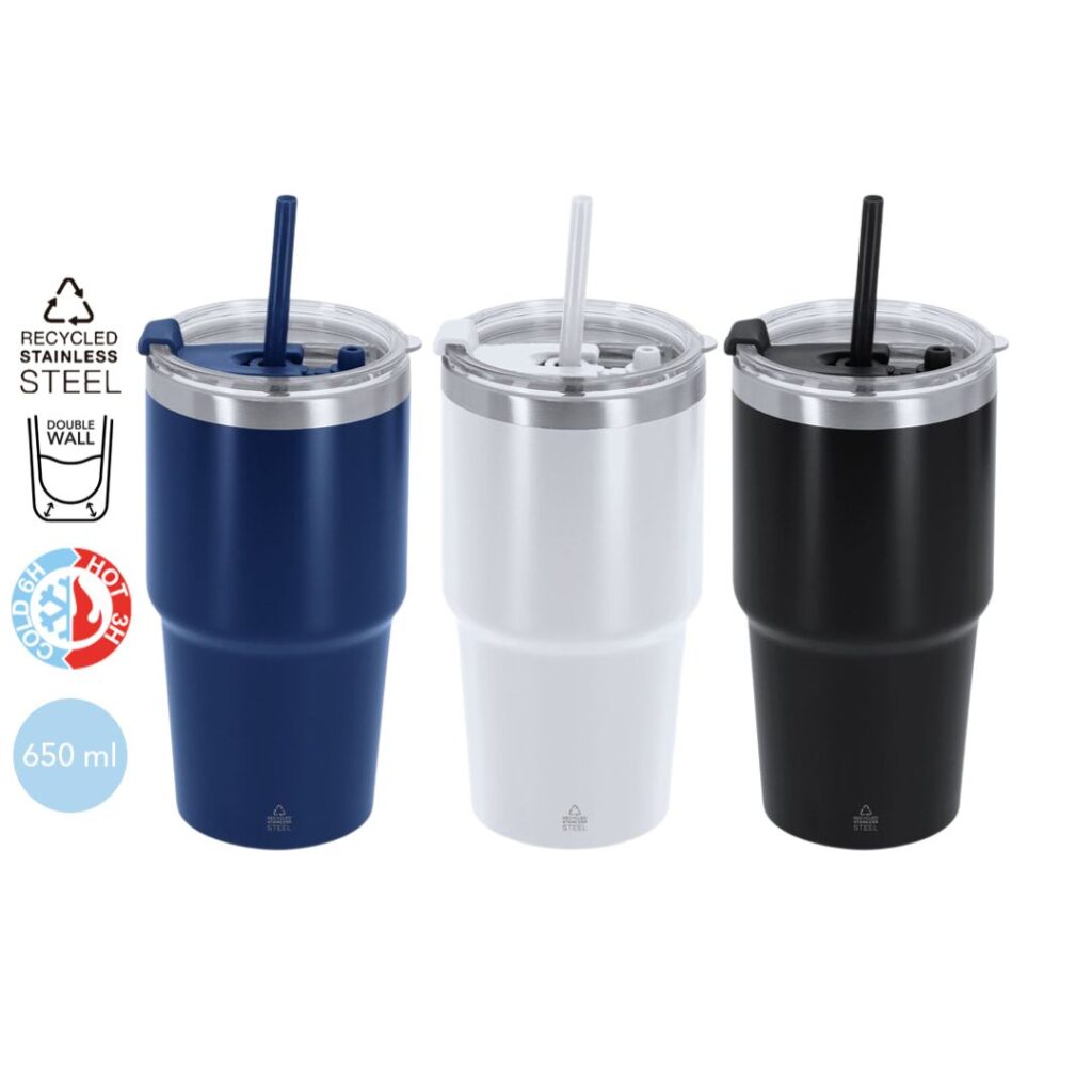 Vasos térmicos personalizados al por mayor en acero inoxidable reciclado ideal para escritorios o llevar en carro