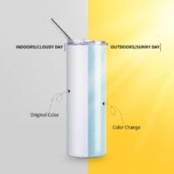 Botellas y vasos térmicos personalizados al por mayor skinny mágico de blanco a celeste