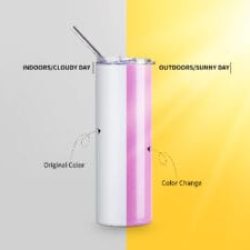 Botellas y vasos térmicos personalizados al por mayor skinny mágico de blanco a rosa