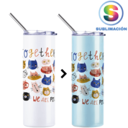 Botellas y vasos térmicos personalizados al por mayor skinny mágico cambia de color de blanco a celeste